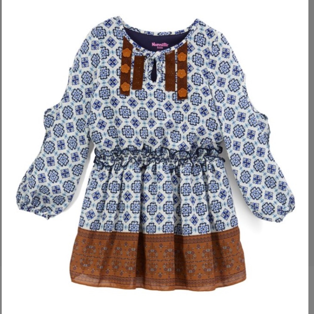 Nannette Kids blue and brown dress